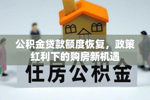 儋州公积金贷款额度恢复，政策红利下的购房新机遇