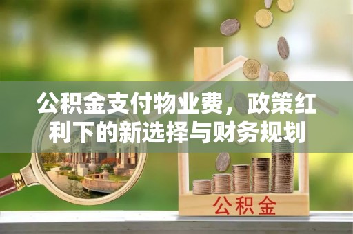 儋州公积金支付物业费，政策红利下的新选择与财务规划