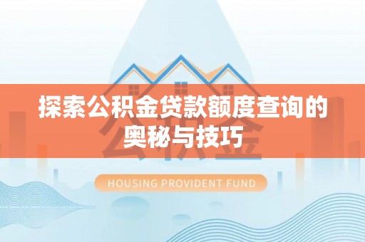 儋州探索公积金贷款额度查询的奥秘与技巧